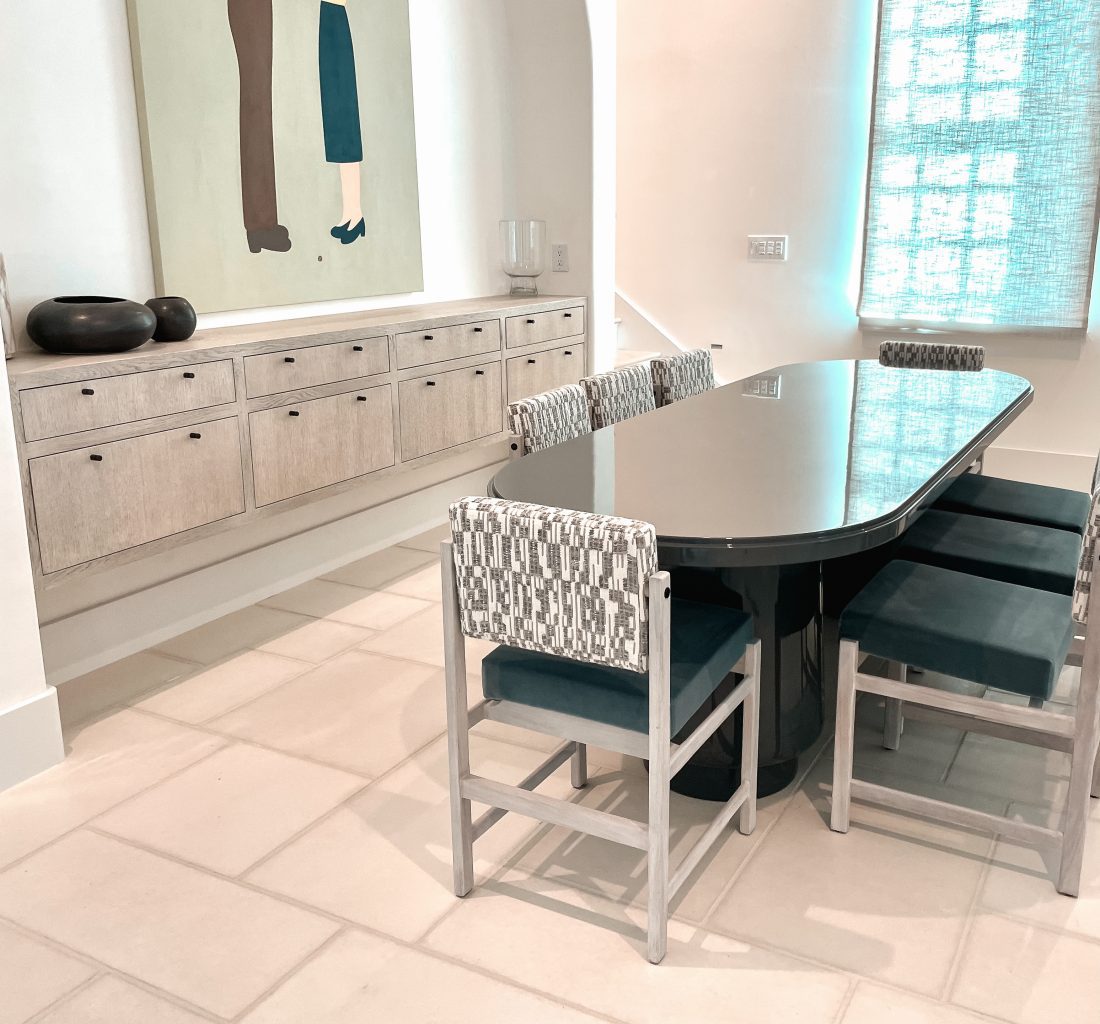 Dining Table and White Oak Bar Cabinet