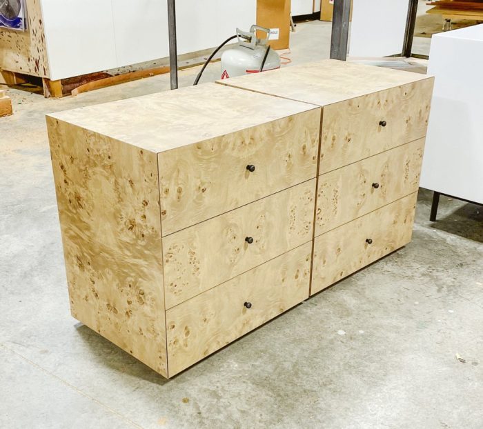 olive ash burl bedside tables
