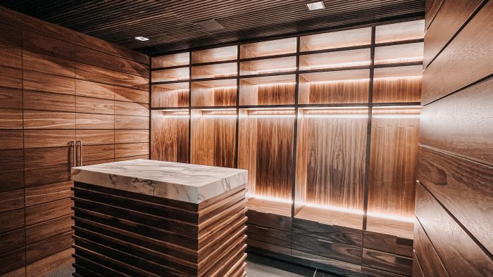 Walnut Closet with Lighting