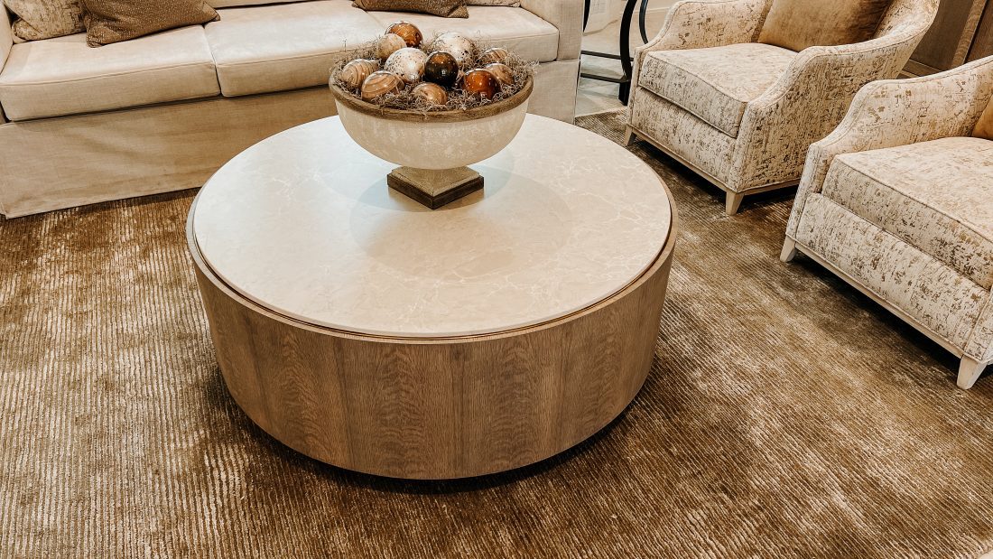 Custom Oak and Stone coffee table