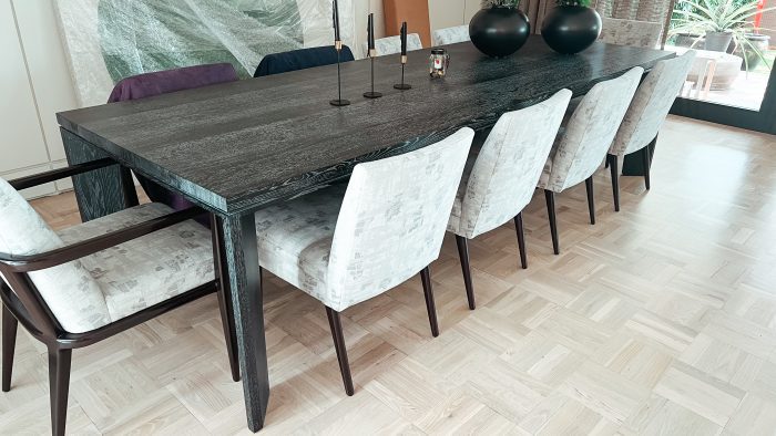 Big, ebonized oak dining table