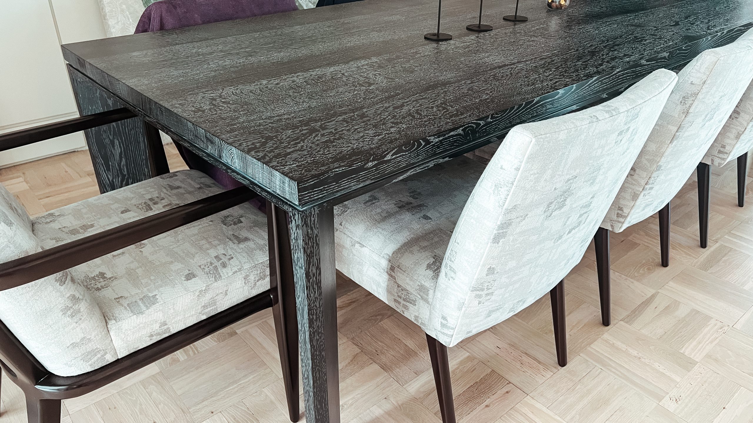 Ebonized oak dining table