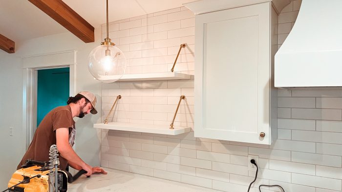 Floating kitchen shelves