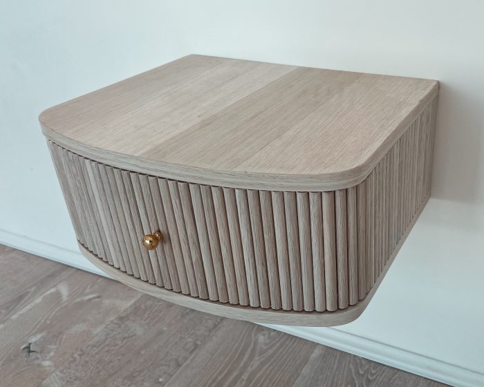 reeded White oak floating nightstands