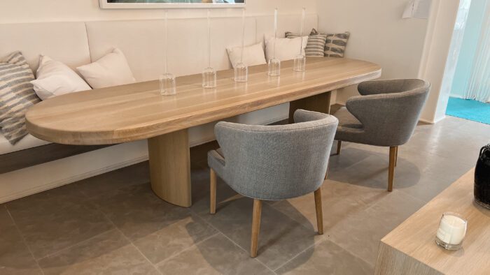 Huge oak dining table perfect for banquet area