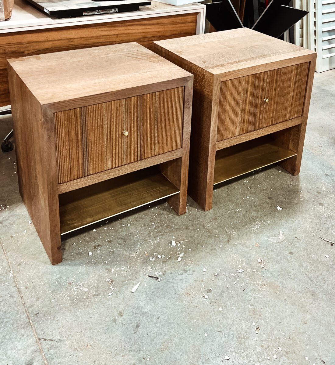 Smoked Oak & Antique Brass Side Tables