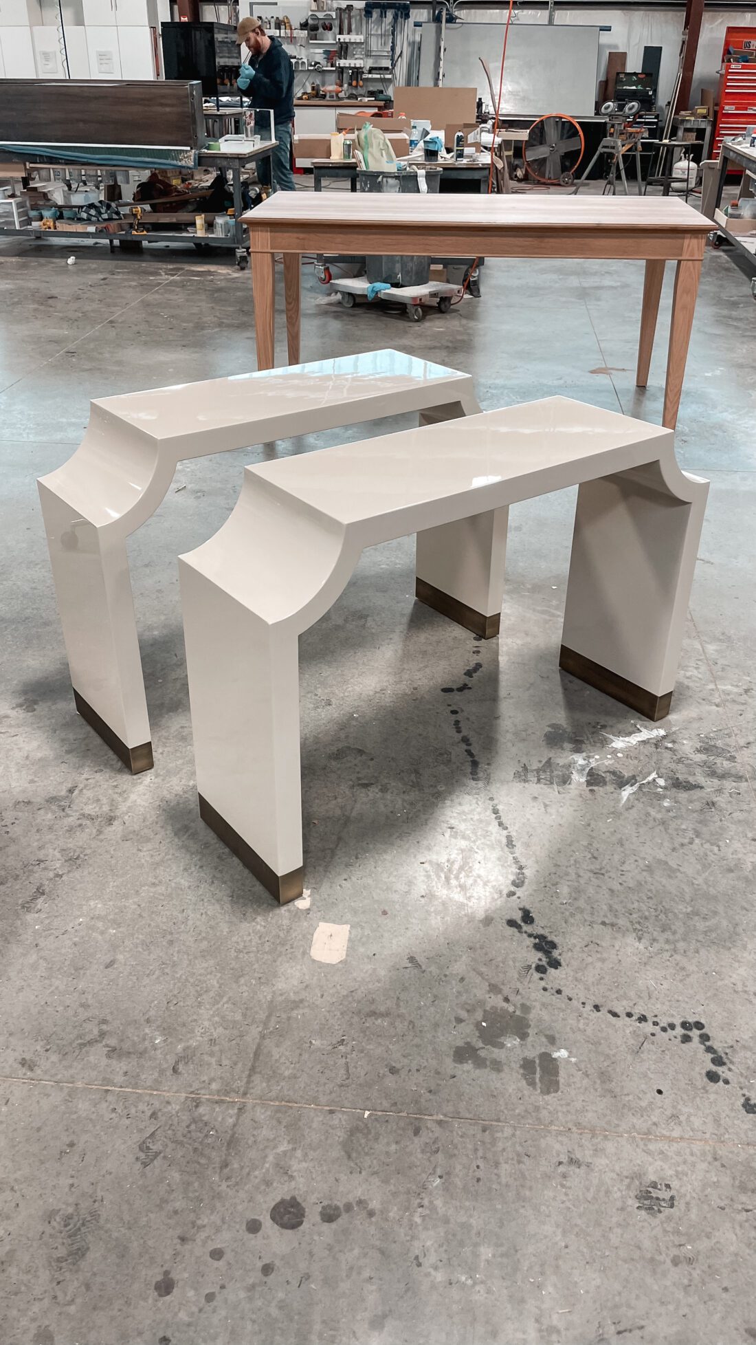 Brass and White Entry Tables