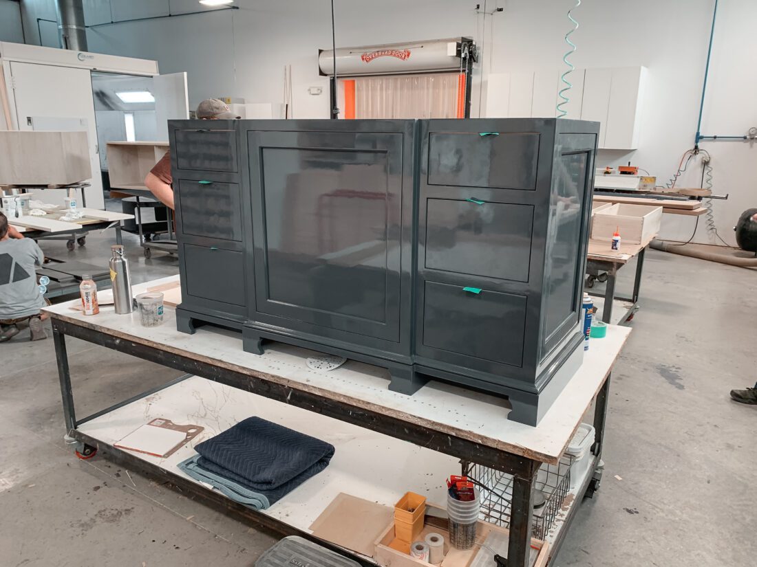 Lots of reflection on this handsome bathroom vanity⁠
