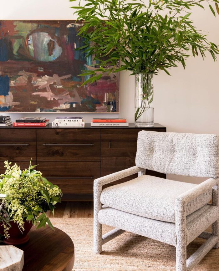 Walnut Credenza we designed for a mid century modern family room. Reposted from @still.johnson.⁠