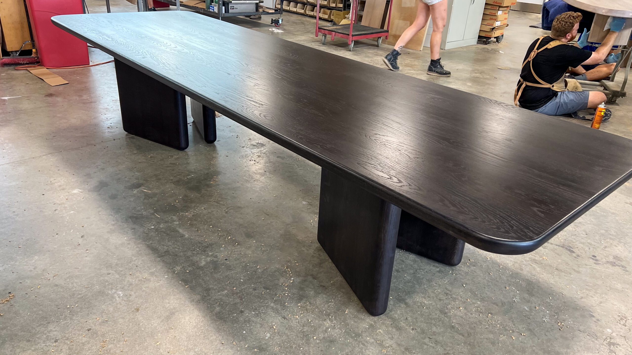 Top of Ebonized Oak Table from Solid Wood