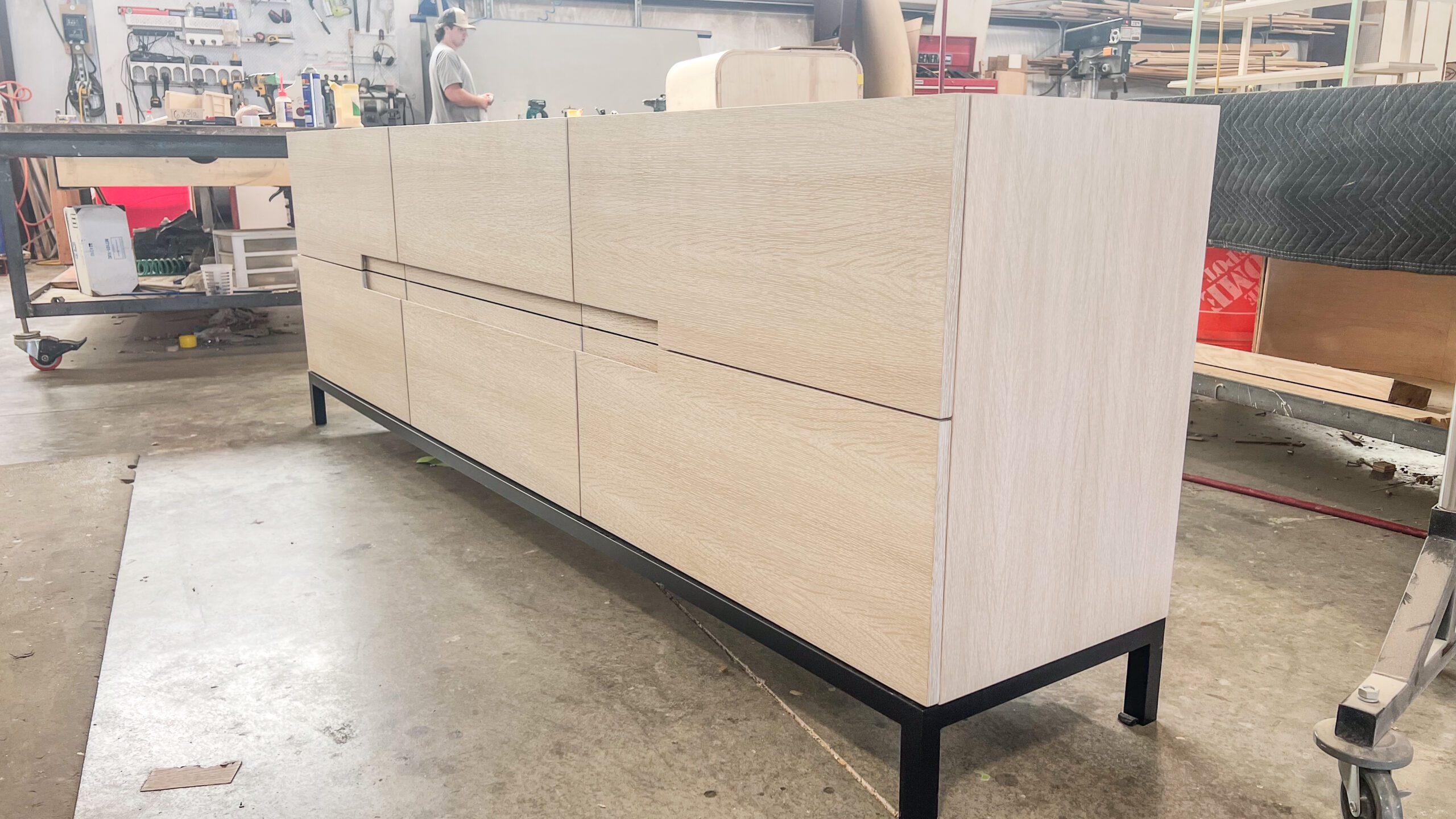 This ghost white oak credenza is ready to ship out!⁠