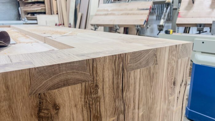 Closeups of a jumbo dovetail joint