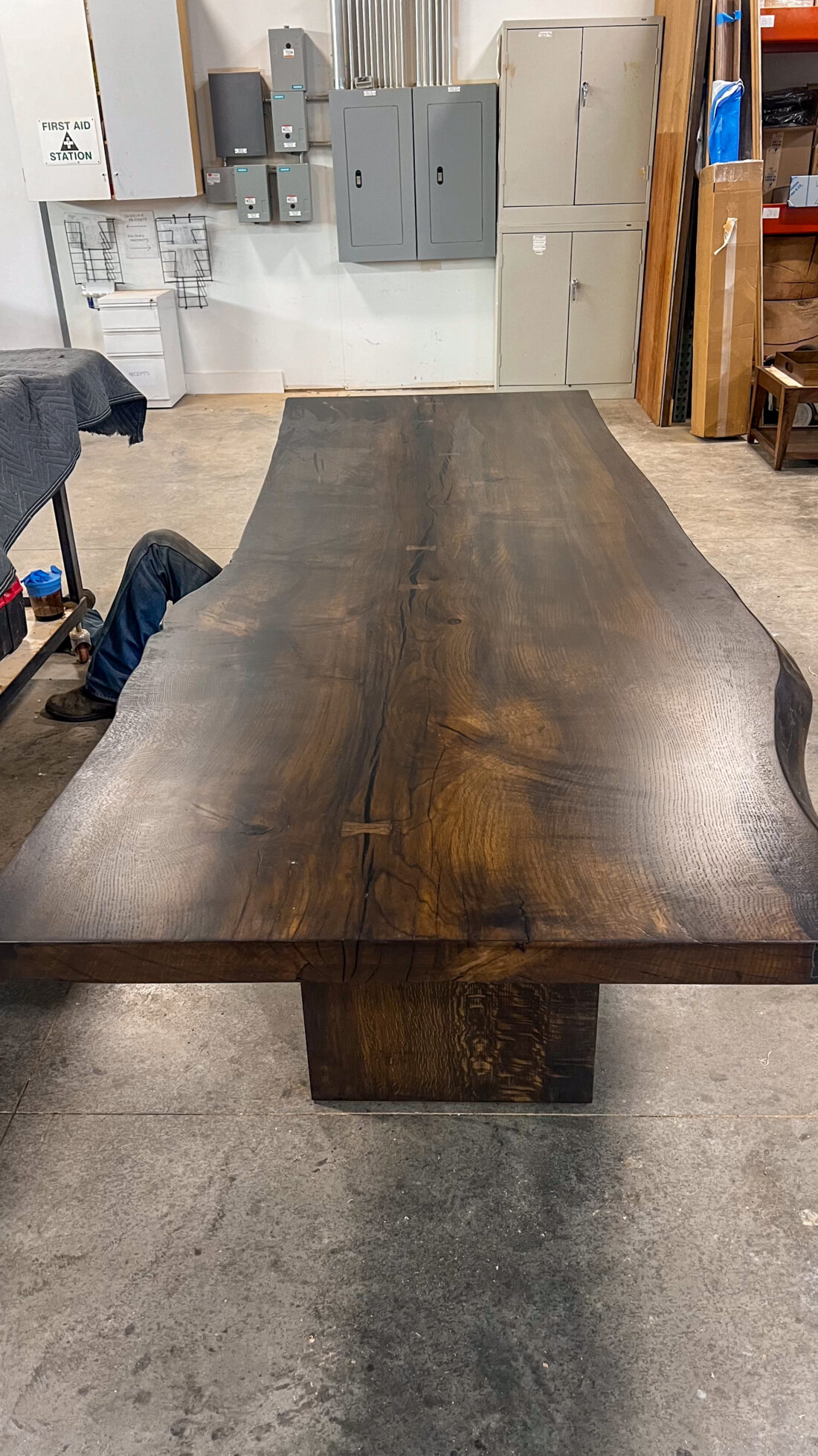 Live edge dining room table in walnut by custom furniture makers mdm design studio