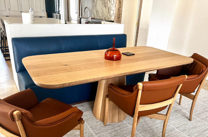 modern breakfast nook table with white oak