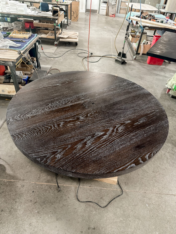 Round Dark Walnut Table