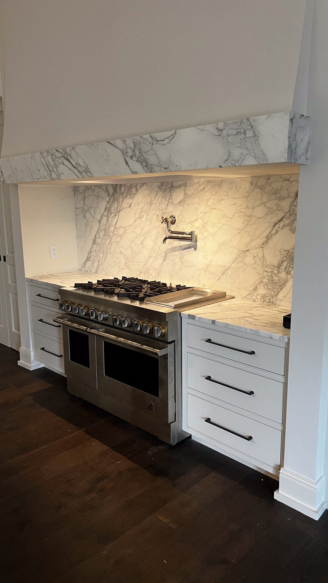 Marble Kitchen Countertops with Handcrafted Cabinetry