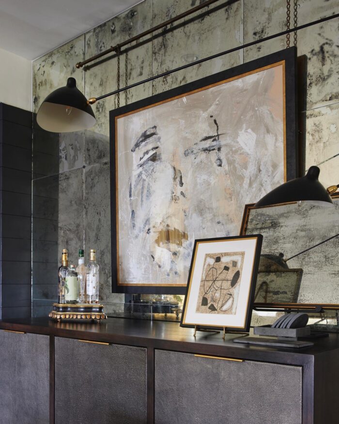 Shagreen Credenza with Brass Hardware