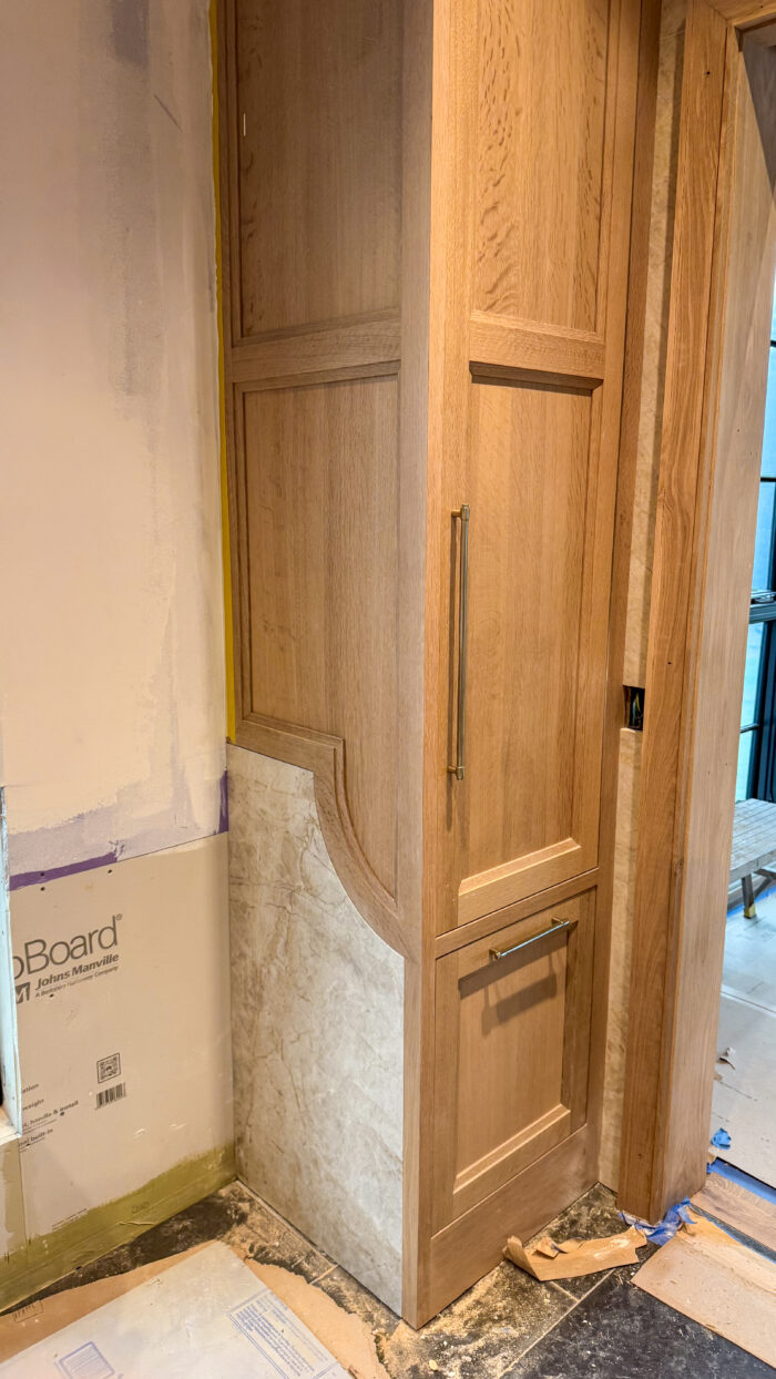 Corner Cabinet Wrap with Integrated Stone Panel