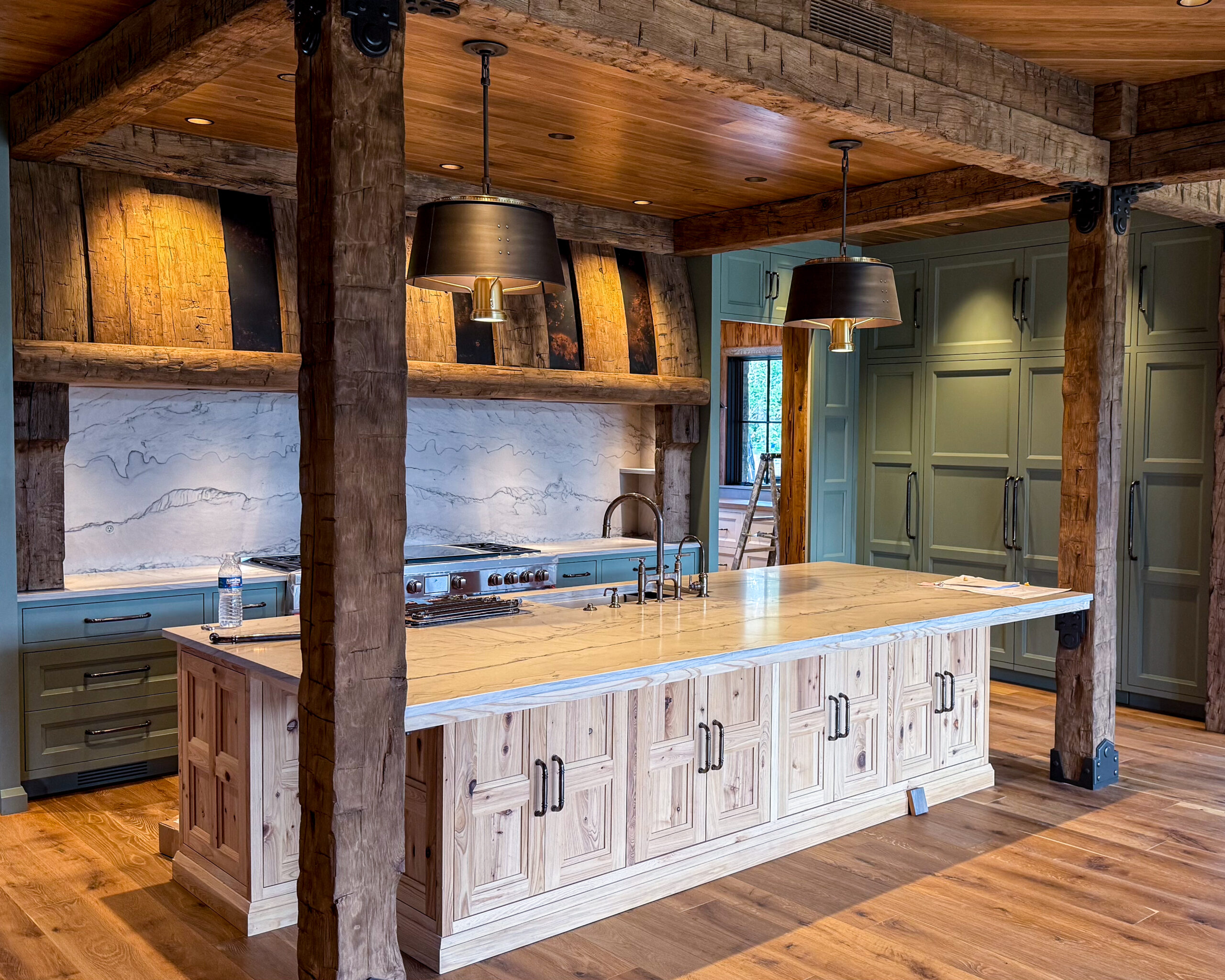 Rustic Modern Kitchen with Oversized Custom Island